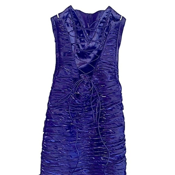 Strapless Flamenco Gown Royal Blue w/Sequin Accent Size 0 Open Lace Up Back - Picture 2 of 11